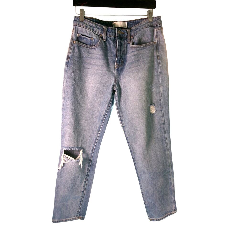 RSQ Jeans Boyfriend Distressed Jeans Women's 5/27 Button Fly Medium Wash